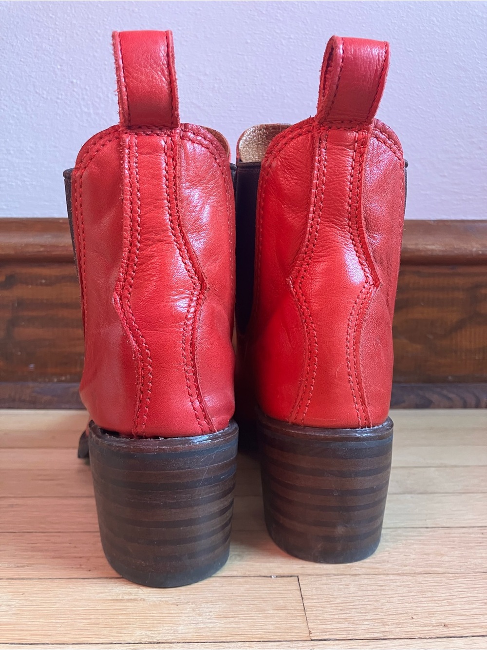 Frye Sabrina Chelsea Boots Burnt Red 8 - Picture 4 of 9